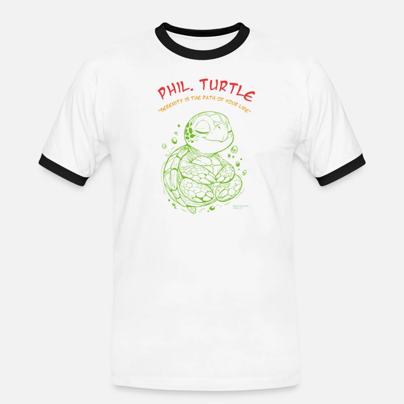 Phil Turtle Zen Path Tee - Men's Ringer Shirt - white/black
