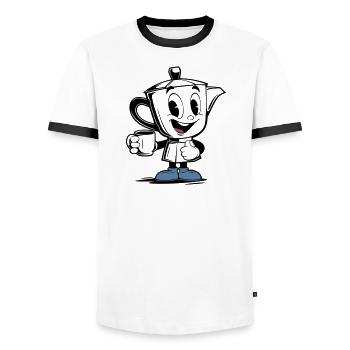 Mascotte vintage de la moka pot - T-shirt contrasté Homme - blanc/noir - Devant - AI Model Female 172 light (172cm) & AI Model Male 178 dark (178cm)