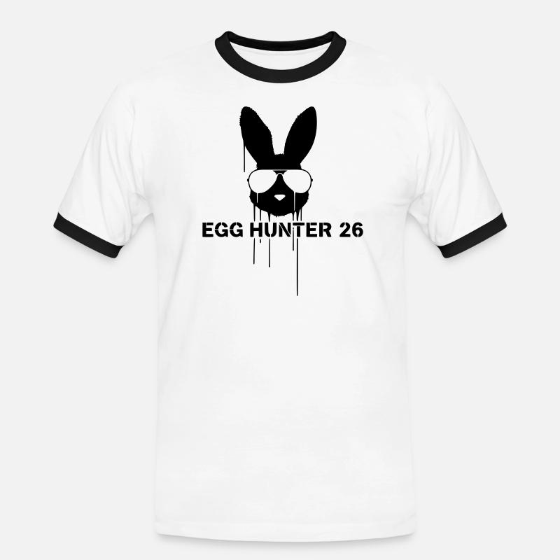 Cooler Egg Hunter 2026 Bunny Easter - Men's Ringer Shirt - white/black