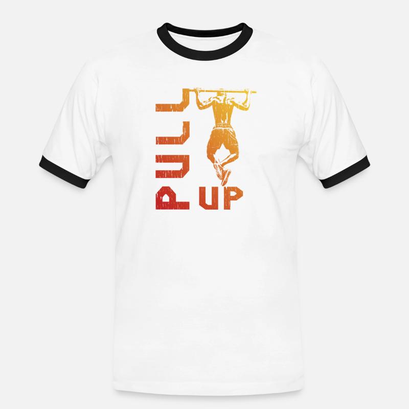 Gradient pull-up silhouette - Men's Ringer Shirt - white/black
