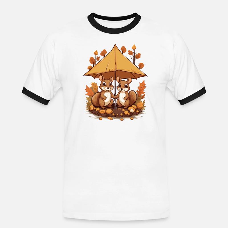 Süße Eichhörnchen - Männer Kontrast-T-Shirt - Weiß/Schwarz