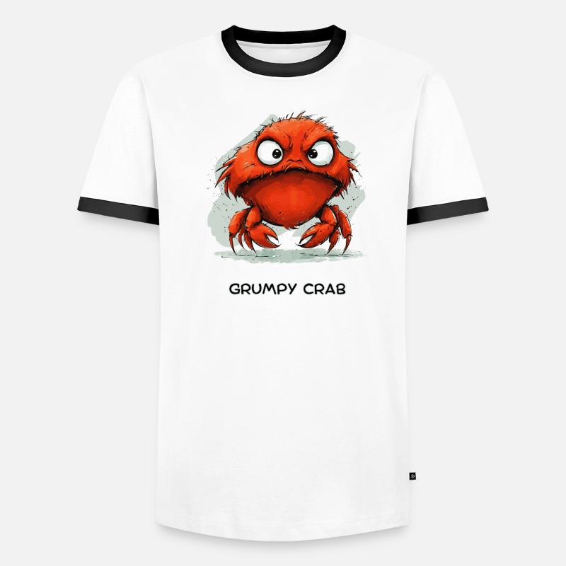 Grumpy Crab - Mürrische Cartoon Krabbe Design - Men's Ringer Shirt - white/black