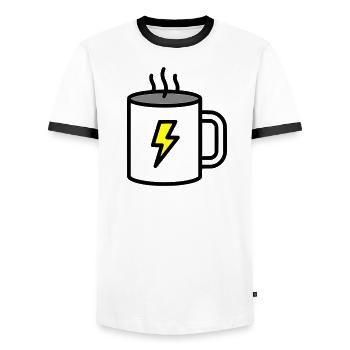 Starker Kaffee Tasse Strom - Männer Kontrast-T-Shirt - Weiß/Schwarz - Vorne - AI Model Female 172 light (172cm) & AI Model Male 178 dark (178cm)