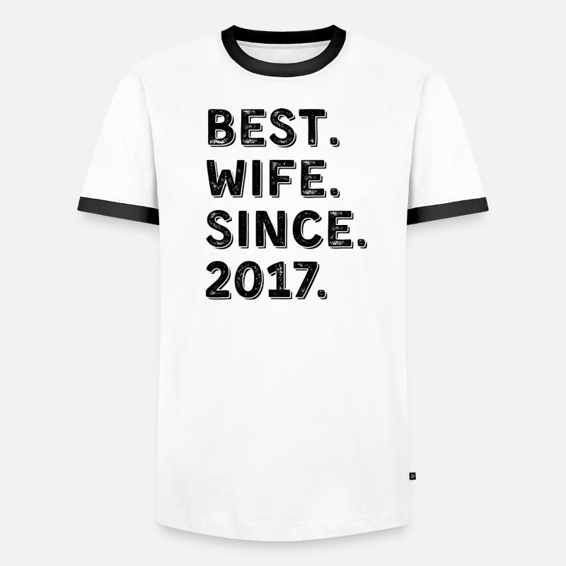 Beste Ehefrau seit 2017 9-jähriges Jubiläumsgeschenk - Männer Kontrast-T-Shirt - Weiß/Schwarz