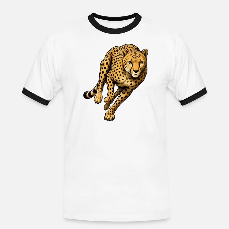 Leopard Print Wild Pattern - Men's Ringer Shirt - white/black