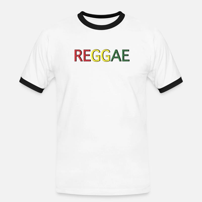 Reggae Farbcode Schriftzug - Männer Kontrast-T-Shirt - Weiß/Schwarz