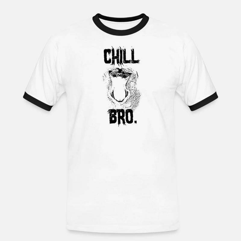 Chill Bro Proboscis Monkey Gift - Men's Ringer Shirt - white/black