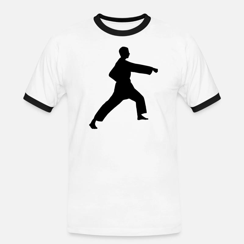 Punsch Karate oder Teakwondo Punsch - Männer Kontrast-T-Shirt - Weiß/Schwarz