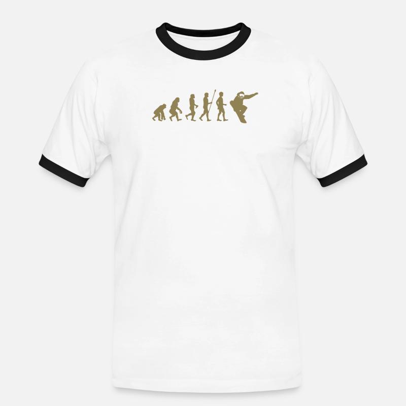 Snowboarder Evolution Geschenkidee - Männer Kontrast-T-Shirt - Weiß/Schwarz