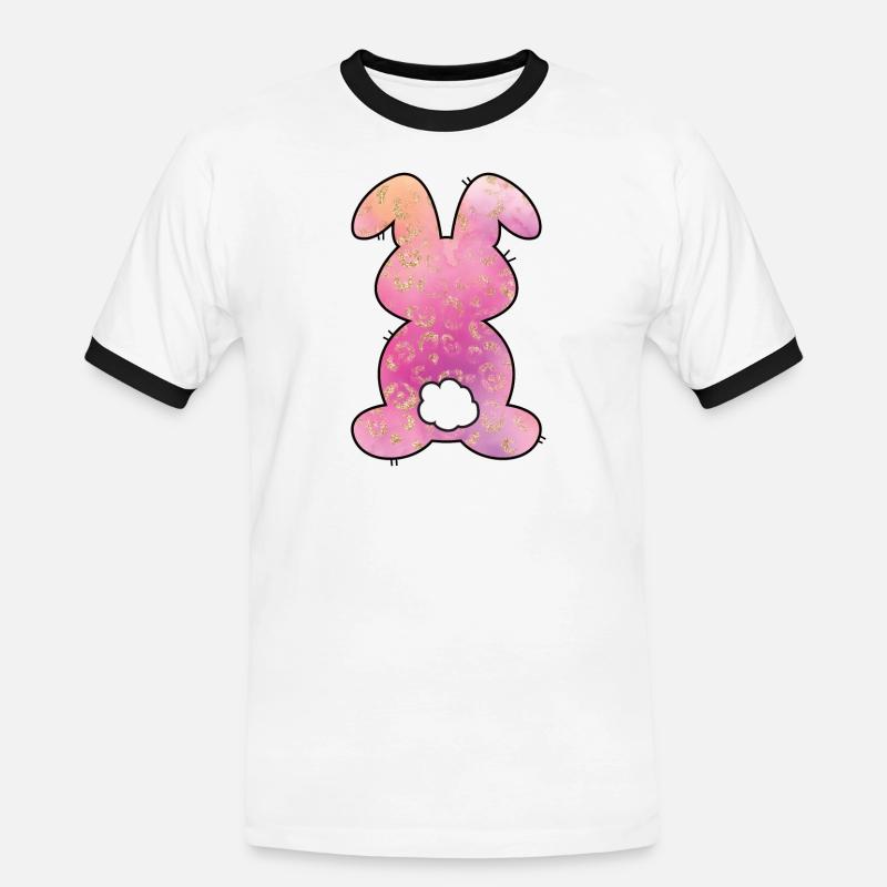 Leopard Pattern Rabbit Easter - Men's Ringer Shirt - white/black