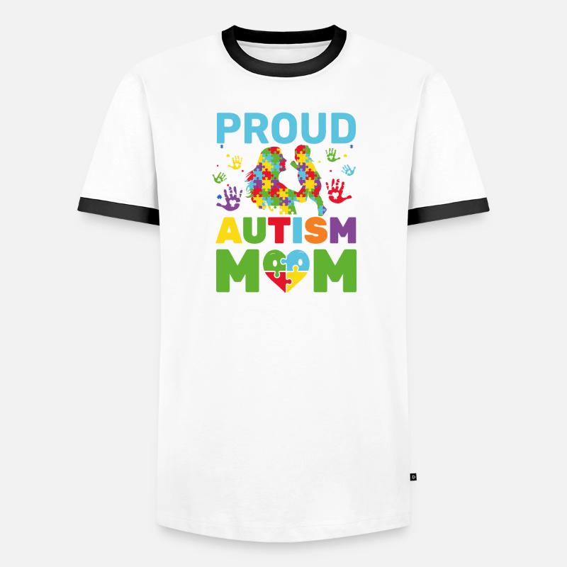 Stolze Autismus-Mutter-Bewusstseinsmutter - Männer Kontrast-T-Shirt - Weiß/Schwarz