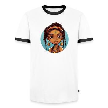 Afro Schwarz Kind Junge Mädchen Ethno Geschenkidee - Männer Kontrast-T-Shirt - Weiß/Schwarz - Vorne - AI Model Female 172 light (172cm) & AI Model Male 178 dark (178cm)