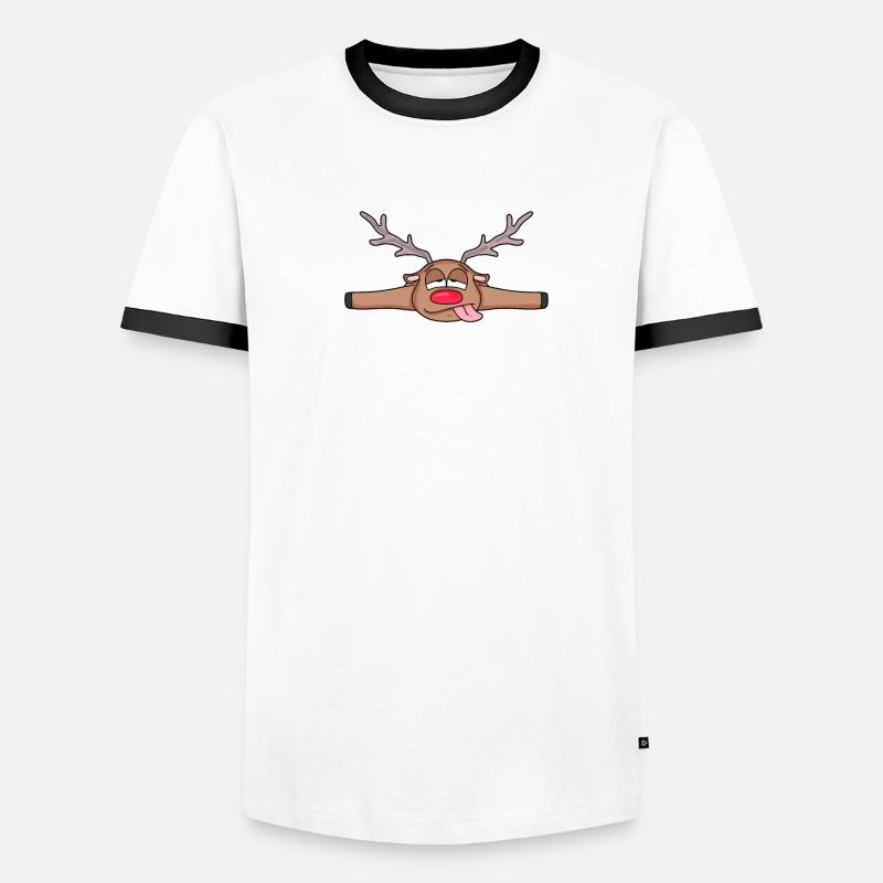 Roe deer lying down - Men's Ringer Shirt - white/black
