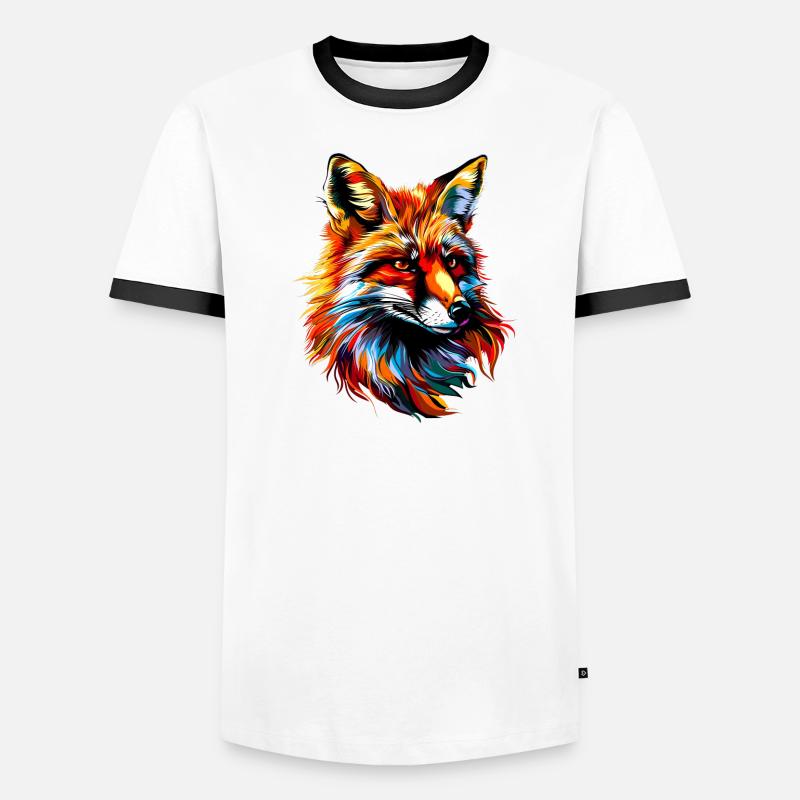 Fox Pop Art Farverige Fox Lover Red Fox Fox Foxes - Herre kontrast-T-shirt - hvid/sort
