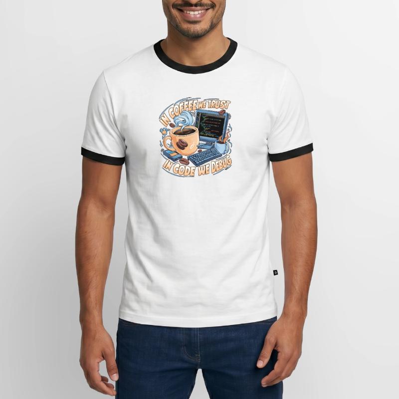 CoffeeCode Debug: In Code We Debug Men's Ringer Shirt