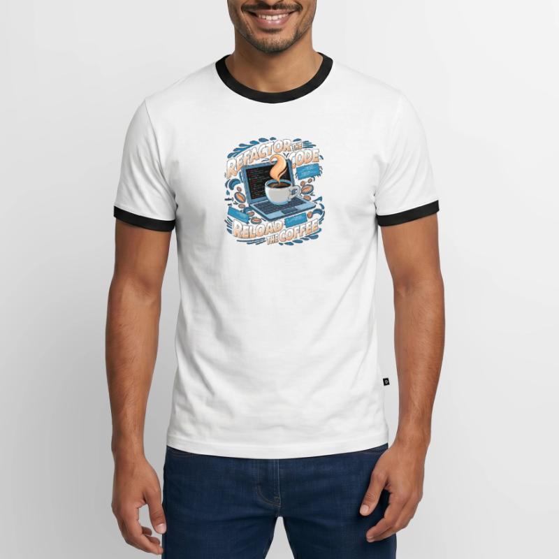 Aus Kaffee Code generieren Programmierer Männer Kontrast-T-Shirt