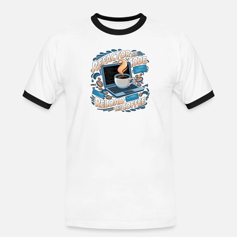 Programmers generate code from coffee - Men's Ringer Shirt - white/black