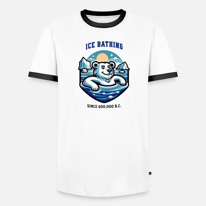relaxter Eisbär beim Eisbaden lustiger Spruch - Männer Kontrast-T-Shirt - Weiß/Schwarz