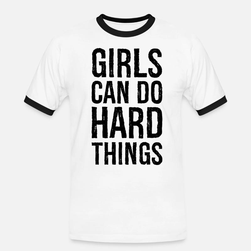 Mädchen können harte Dinge tun - Männer Kontrast-T-Shirt - Weiß/Schwarz