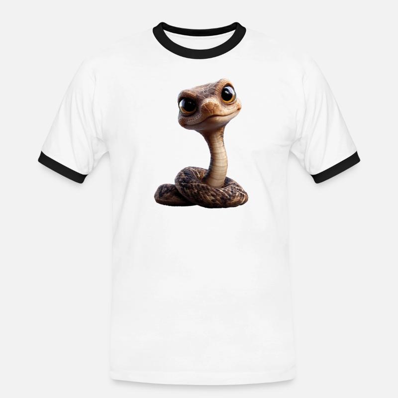 Schlange Python Kobra Klapperschlange Schlangen - Männer Kontrast-T-Shirt - Weiß/Schwarz