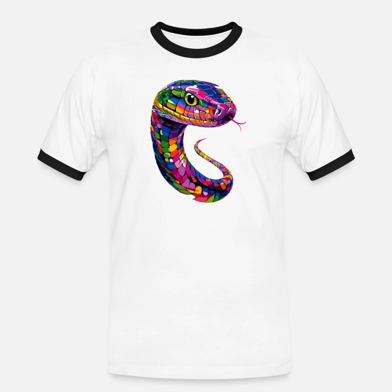 snake, python, cobra, rattlesnake, snakes - Men's Ringer Shirt - white/black