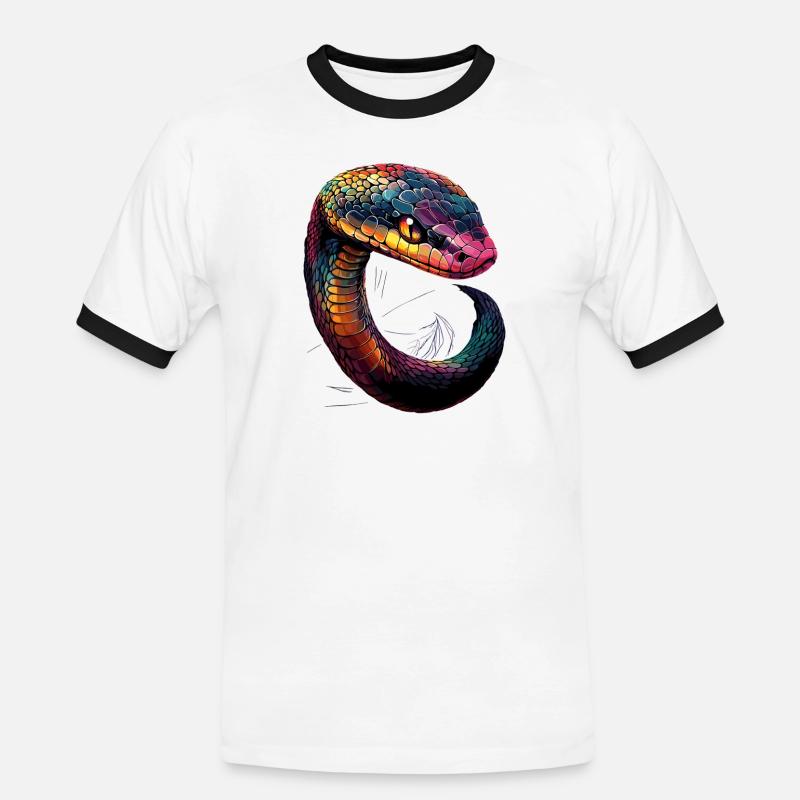 snake, python, cobra, rattlesnake, snakes - Men's Ringer Shirt - white/black