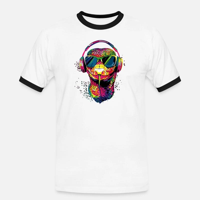 Schlange Python Kobra Klapperschlange Schlangen - Männer Kontrast-T-Shirt - Weiß/Schwarz