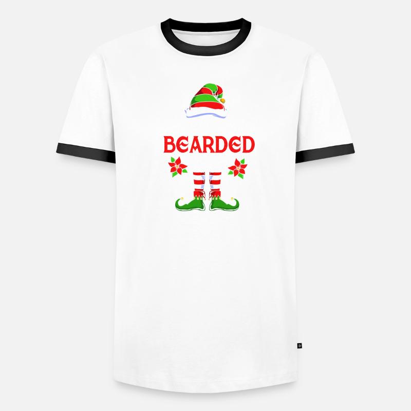 Elfe Elf Weihnachtsgeschenk Bart Bärtig Friseur - Männer Kontrast-T-Shirt - Weiß/Schwarz