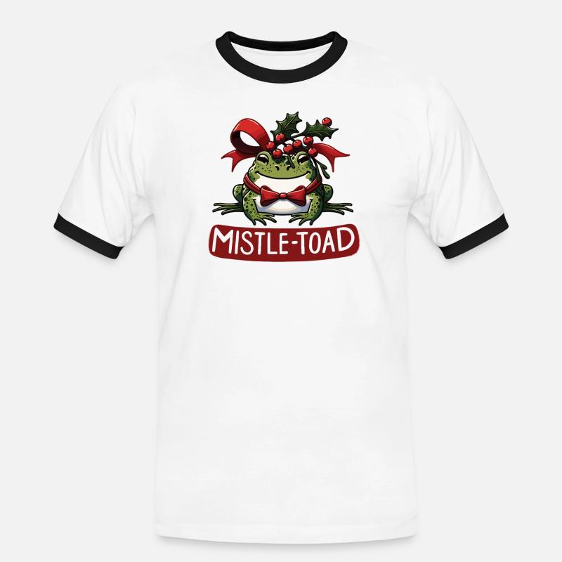 Mistle-Toad Funny Christmas Toad Pun - Men's Ringer Shirt - white/black