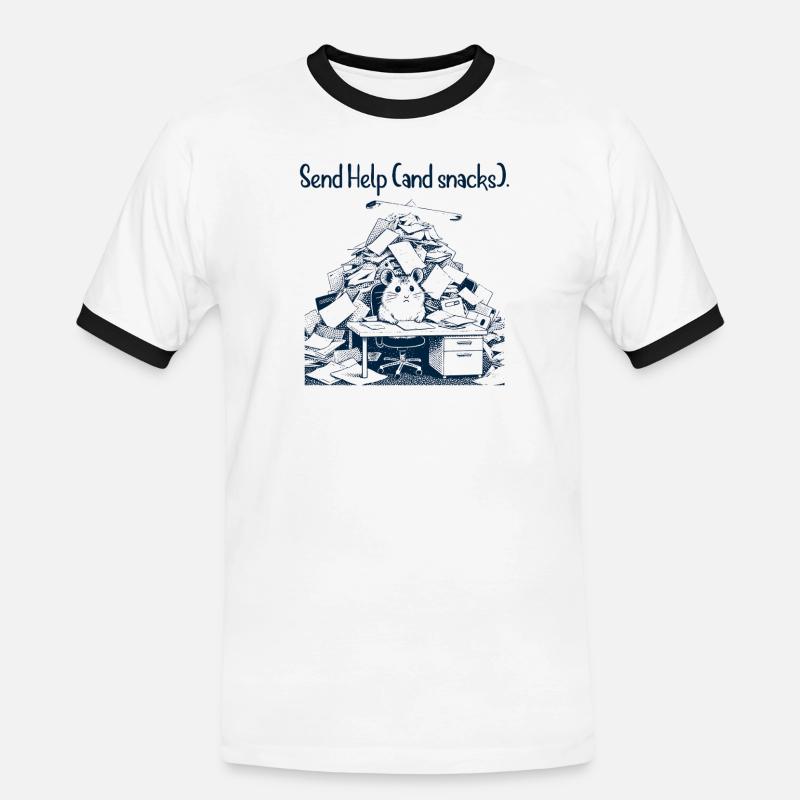Hamster - Send Help and Snacks - Männer Kontrast-T-Shirt - Weiß/Schwarz