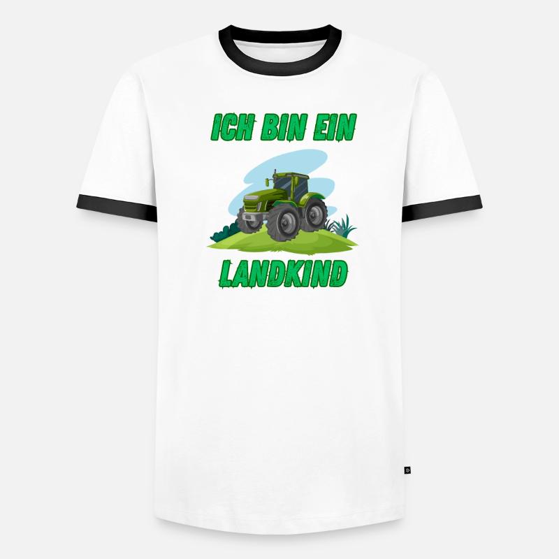 Traktor - Ich bin ein Landkind - Männer Kontrast-T-Shirt - Weiß/Schwarz
