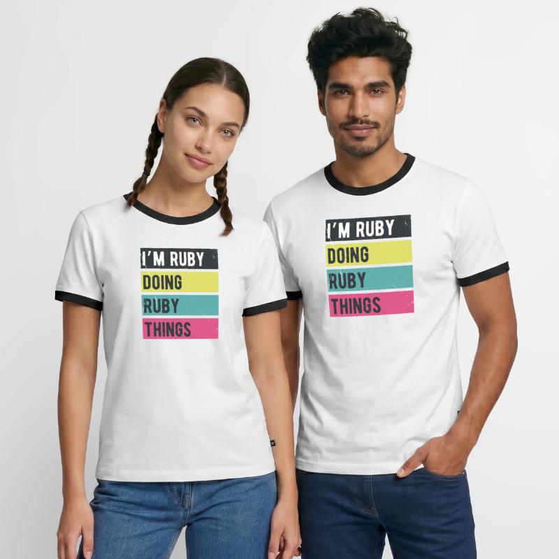 I’m Ruby Doing Ruby Things Retro Colors Men's Ringer Shirt