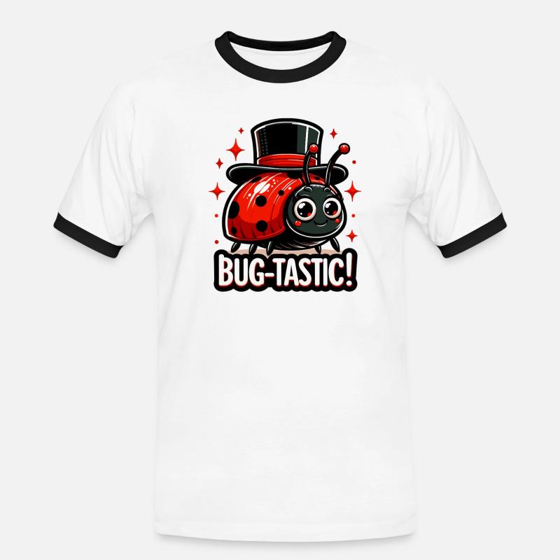 Bug-Tastic: Ladybug Magic Hat - Men's Ringer Shirt - white/black