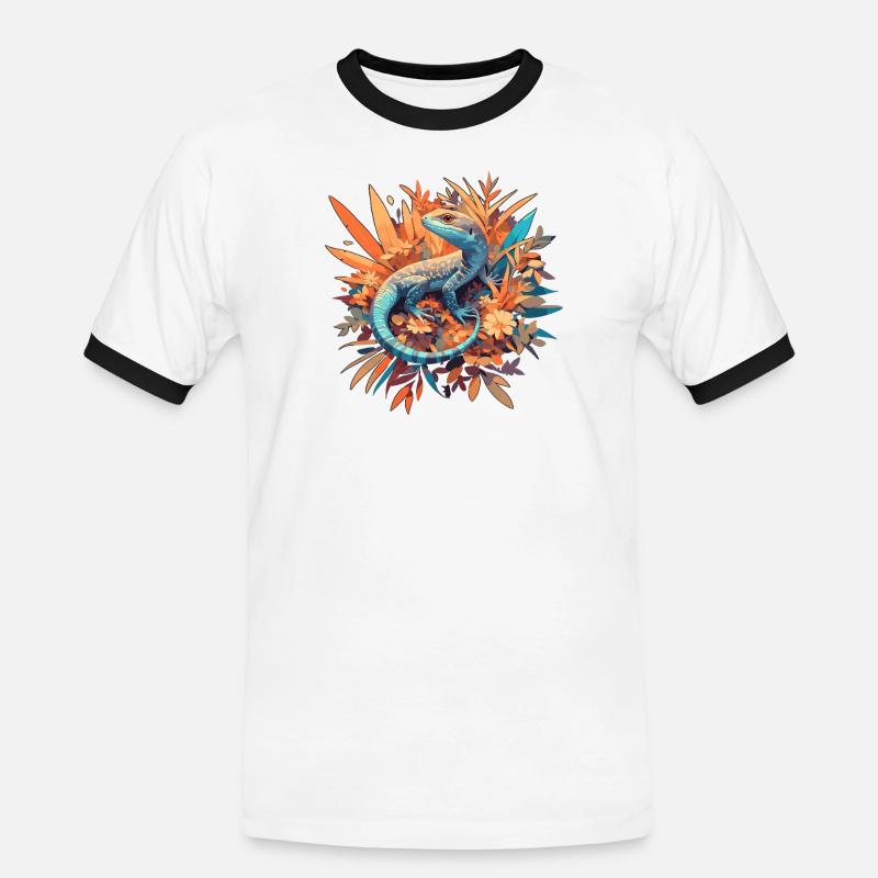 Eidechsen Eidechse - Männer Kontrast-T-Shirt - Weiß/Schwarz