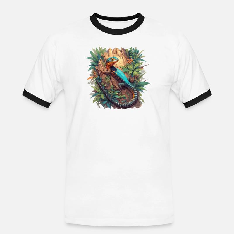 Eidechsen Eidechse - Männer Kontrast-T-Shirt - Weiß/Schwarz