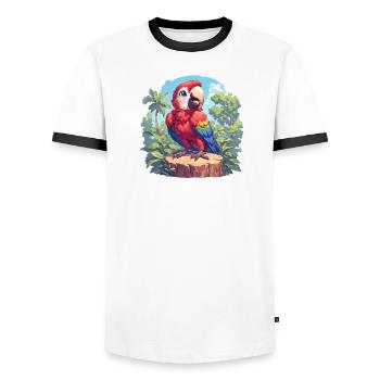 L’ère de l’ara - T-shirt contrasté Homme - blanc/noir - Devant - AI Model Female 172 light (172cm) & AI Model Male 178 dark (178cm)