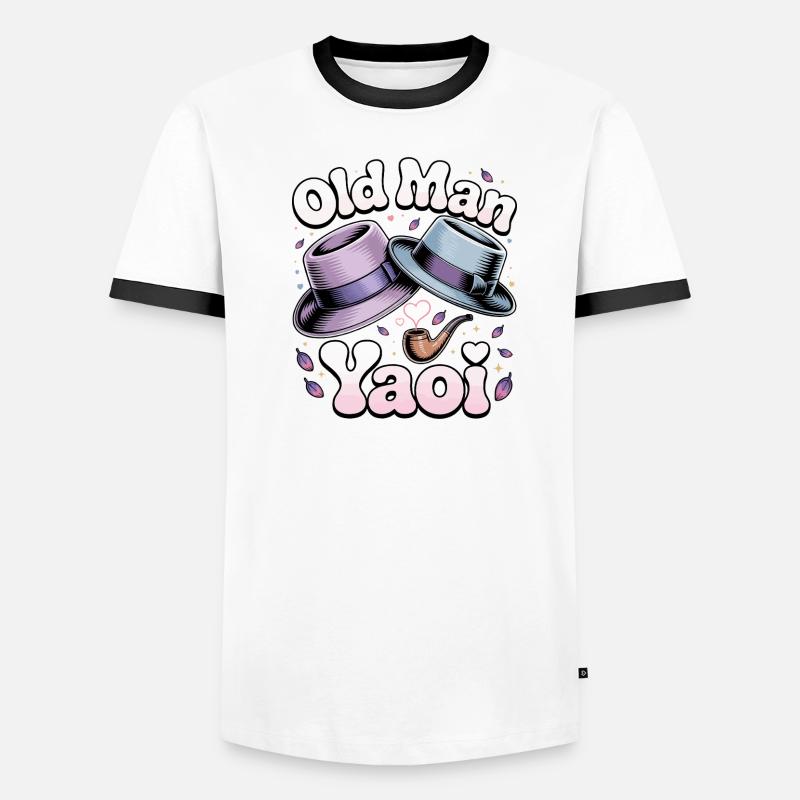 Vecchio Yaoi: Cappelli Pipe - Maglietta Contrast da uomo - bianco/nero