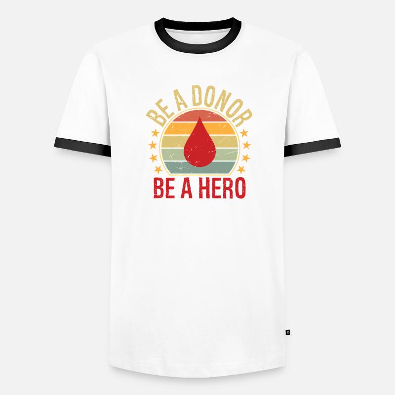 Sei ein Spender Sei ein Held - Männer Kontrast-T-Shirt - Weiß/Schwarz
