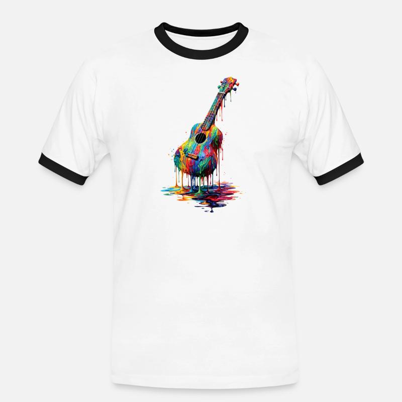 Ukulele with dripping paint - Men's Ringer Shirt - white/black