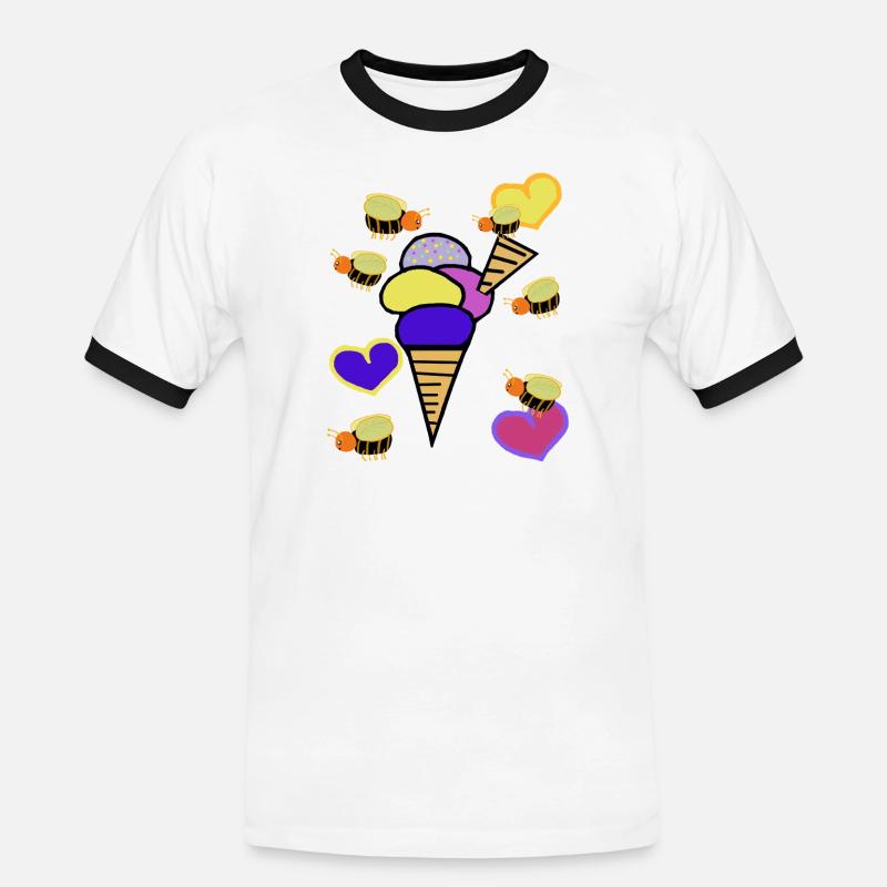 Retro Eis Eiskrem Eiscreme Bienen - Männer Kontrast-T-Shirt - Weiß/Schwarz