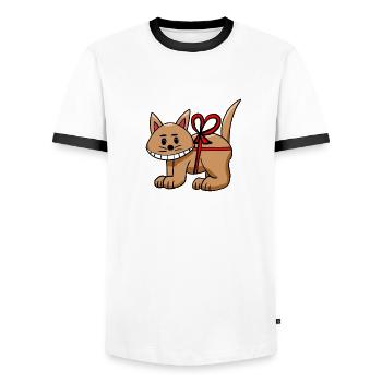 Chat drôle d’anniversaire Enfant chat - T-shirt contrasté Homme - blanc/noir - Devant - AI Model Female 172 light (172cm) & AI Model Male 178 dark (178cm)