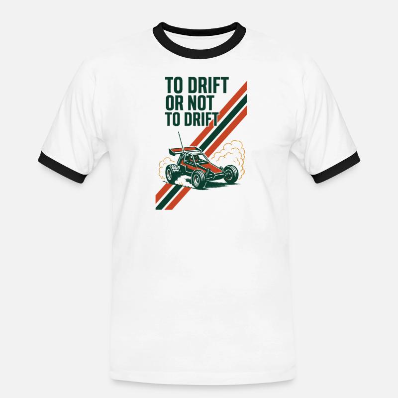 Driften oder nicht | RC Drift Auto - Männer Kontrast-T-Shirt - Weiß/Schwarz