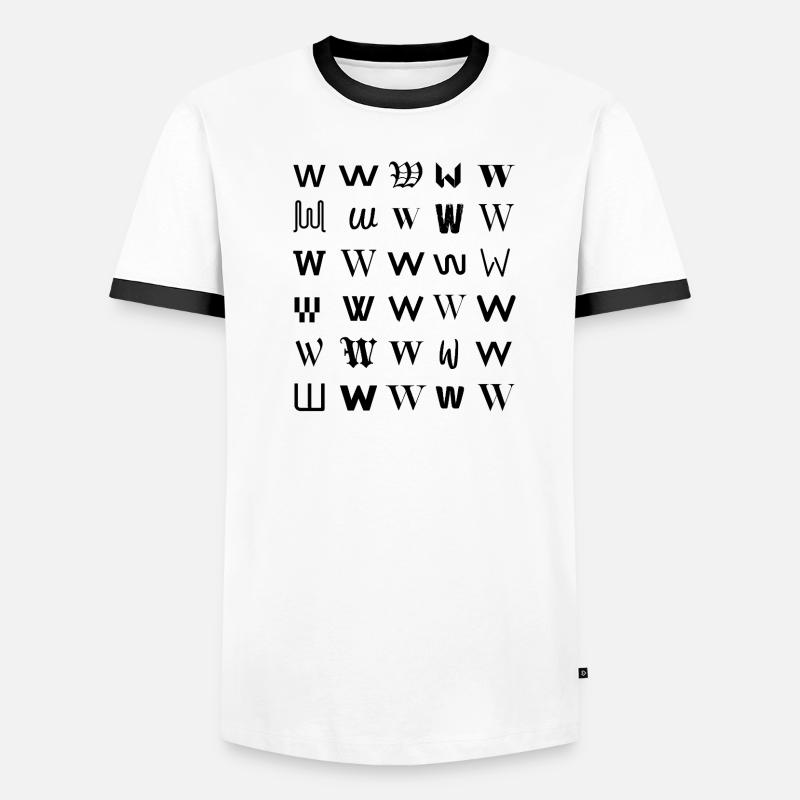 Typografie W-Monogramm-Buchstabenmosaikdesign - Männer Kontrast-T-Shirt - Weiß/Schwarz