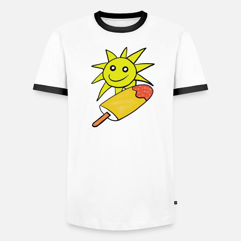 Sommer Sonne Eis Eiskrem Sommerzeit - Men's Ringer Shirt - white/black