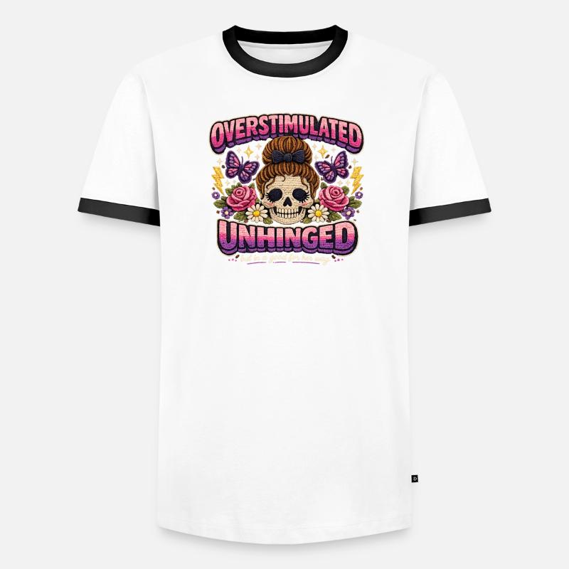 Overstimulated Unhinged Patch Skeleton Gift - Men's Ringer Shirt - white/black
