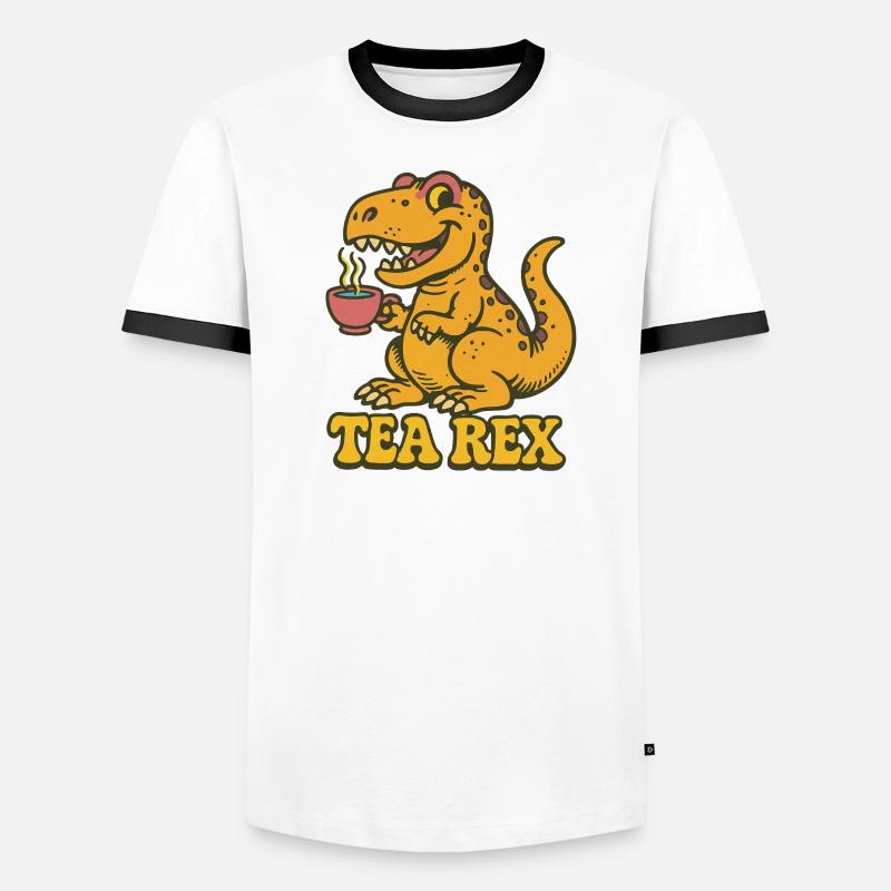 Tea Rex: Dinosaur Tea Time - Men's Ringer Shirt - white/black