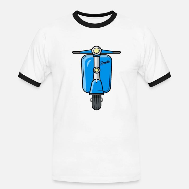 Scooter Motorroller Roller - Männer Kontrast-T-Shirt - Weiß/Schwarz