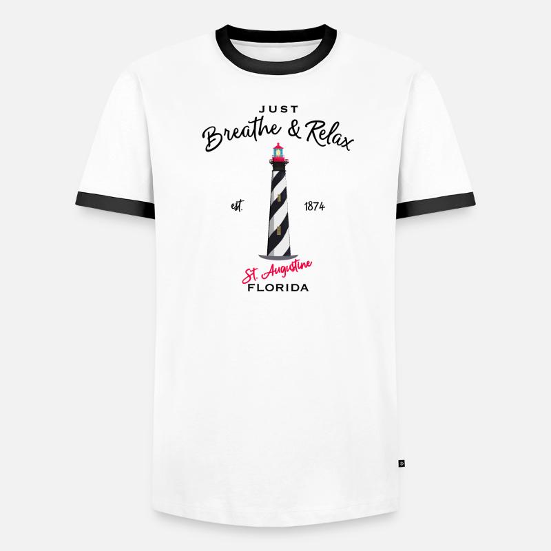 Florida, Leuchtturm St. Augustine - Männer Kontrast-T-Shirt - Weiß/Schwarz