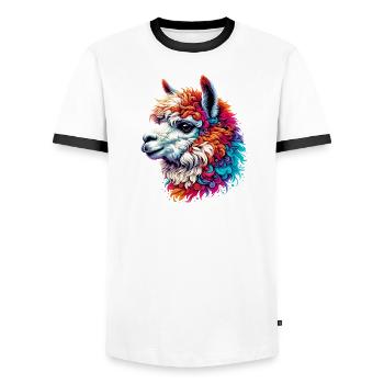 Alpaca - Men's Ringer Shirt - white/black - Front - AI Model Female 172 light (172cm) & AI Model Male 178 dark (178cm)