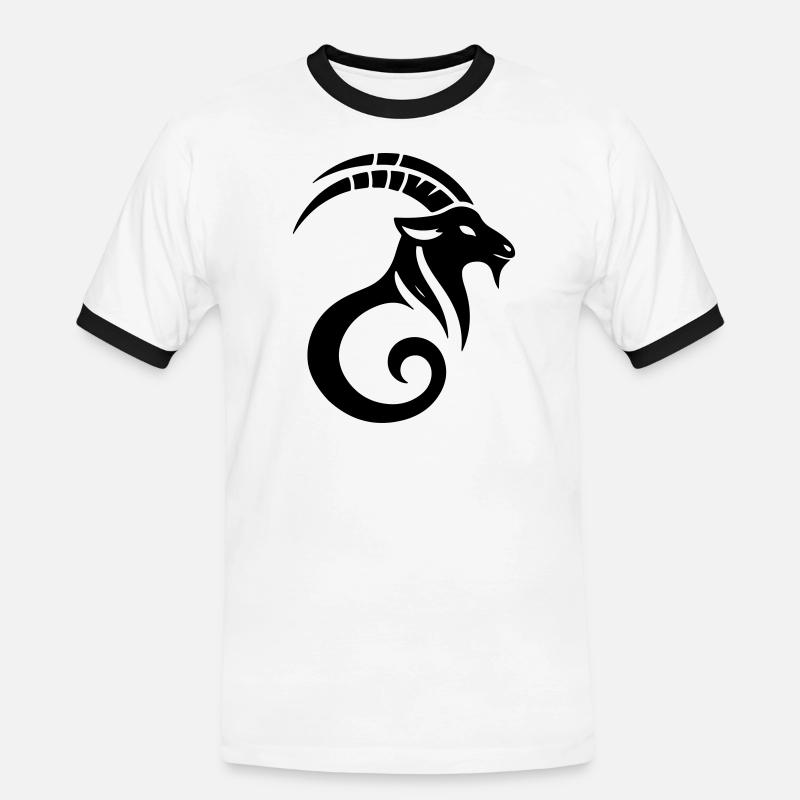Steinbock 2 - Männer Kontrast-T-Shirt - Weiß/Schwarz